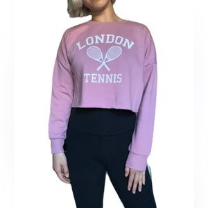 ABOUND London Tennis Logo Pink Cropped Sweater